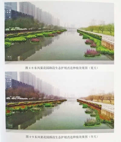 郑州东风渠花园路段生态护坡改造效果图(夏天)
